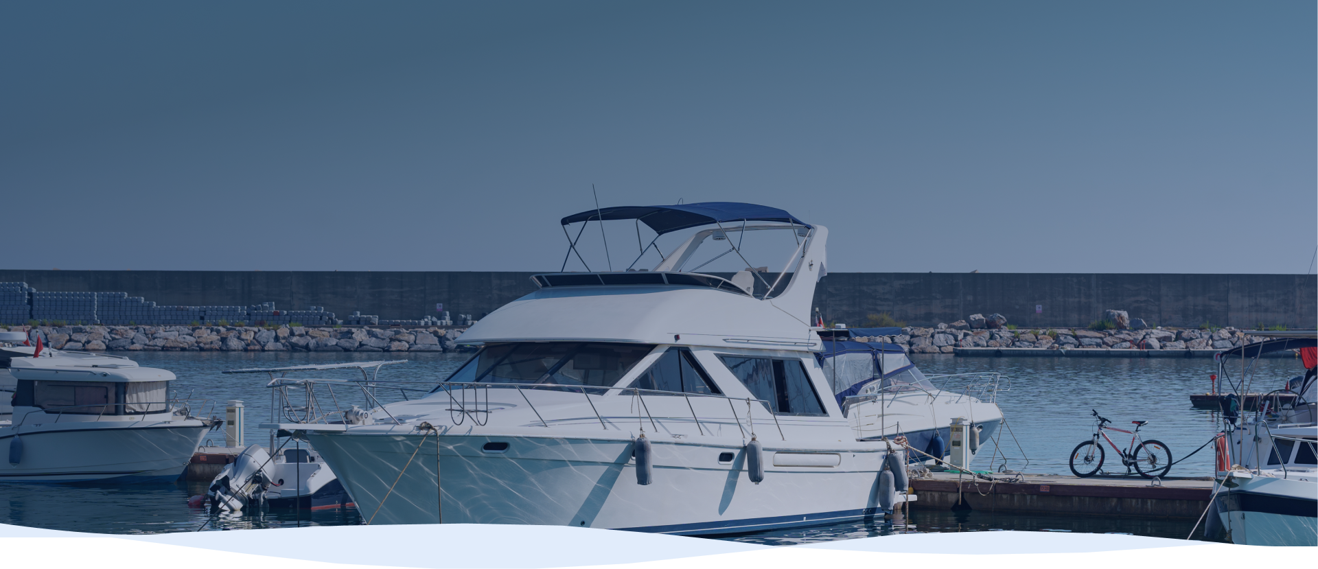 Marina with moored yachts